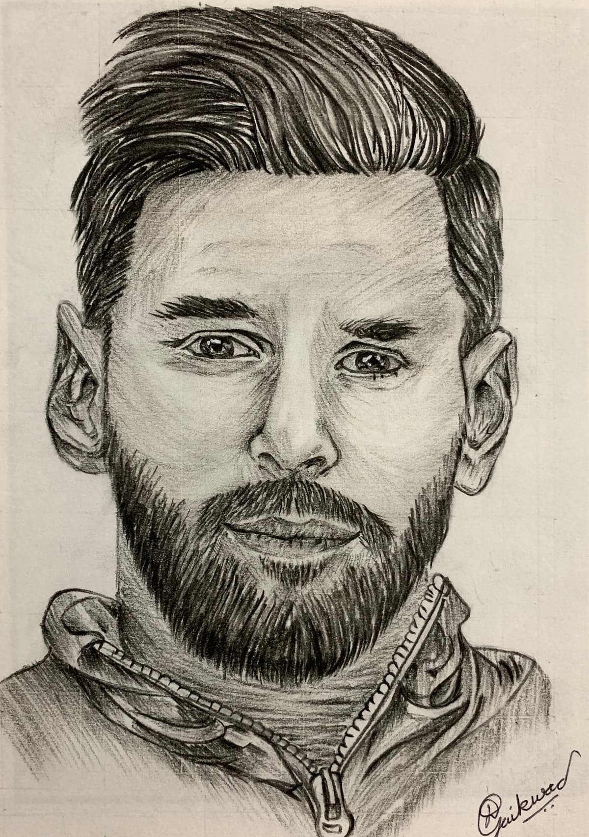 Pencil portrait of Lionel Messi