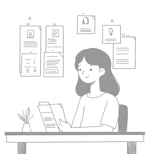 Hiring manager reviewing applications illustration